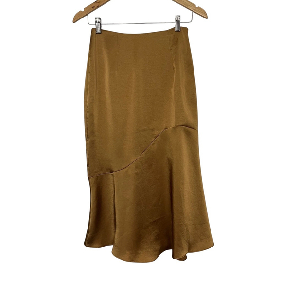 Petal & Pup Nellie Bronze Satin Midi Skirt Size 4 NWT - Picture 3 of 6